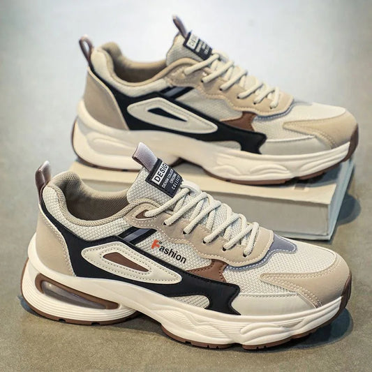 2025 Breathable mesh surface youth sports shoes Korean version of the trend of all the thick soled rest spring men's shoes new